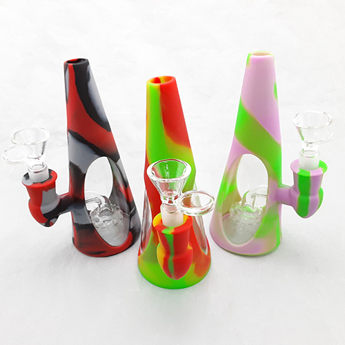 Multi-Color Silicone and Glass Water Pipe Bong